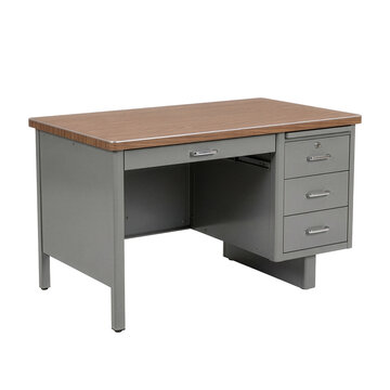 Vintage metal office desk with wooden top