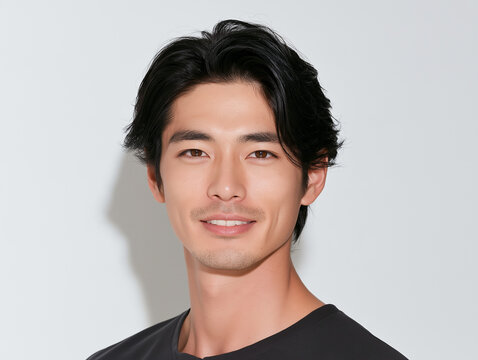 日本人男性, 男性, 若い男性, イケメン, 俳優風, ポートレート, 人物, 顔, 笑顔, ビジネスマン, ビジネス, スーツ, ジャケット, ファッション, ヘアスタイル, 黒髪, 茶髪, 金髪, 清潔感, 爽やか, 美容, メンズビューティー, モデル, スタジオ撮影, 白背景, ベージュ背景, コピースペース, バナー素材, 広告, 広告素材, 人物素材, プロフィール, 証明写真風, 上