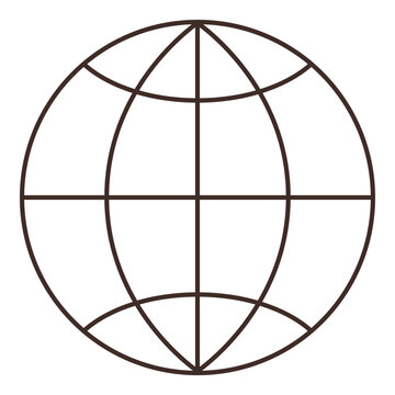 Globe icon with latitude and longitude lines vector illustration. Global connectivity, international business, travel logistics, digital networking, geography, environment. Earth sphere with grid