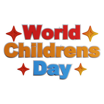 World Children's Day Lettering 3D Illustration