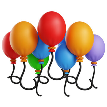 Festive Party Balloons 3D Illustration