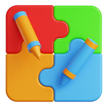 Creative Puzzle Pieces 3D Illustration