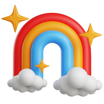 Rainbow Cloud Arch 3D Illustration