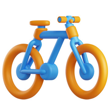 Blue Orange Kids Bicycle 3D Illustration