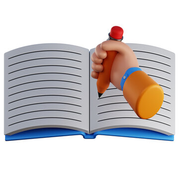 Handwriting Notebook 3D Illustration