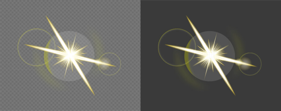 Golden Light Flare Lens Effect Vector Illustration