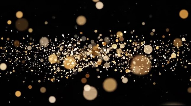 Abstract Gold Bokeh Particles Sparkling on Deep Solid Black Background 24 FS Generated Var1 Version