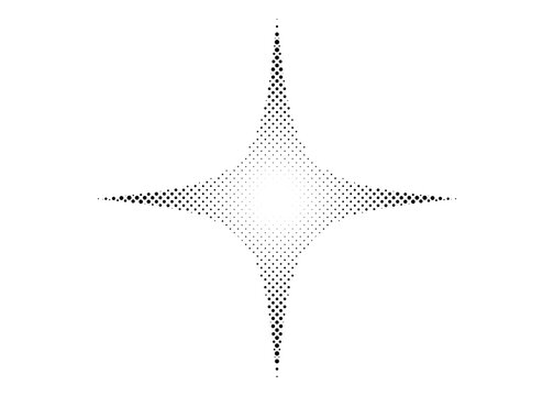 Halftone Sparkle Star Isolated on Transparent Background