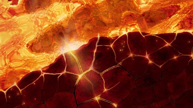 Fiery cracked lava texture loop with glowing magma pattern