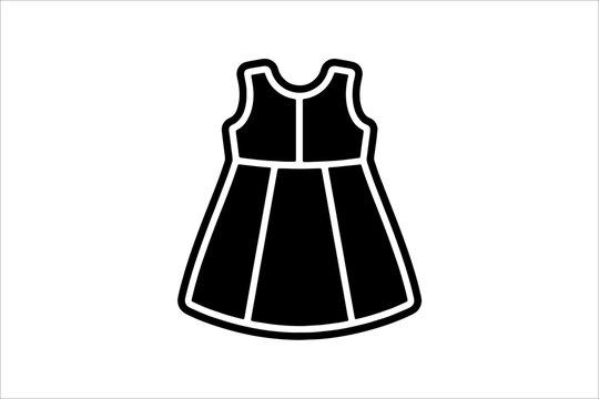 Simple black and white dress illustration with pleated skirt and boat neckline