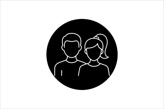 Silhouette couple icon with ponytail in black circle