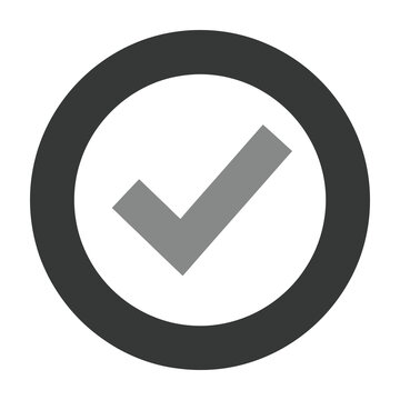 Grey checkmark inside circle icon sign symbol isolated on white background vector illustration design