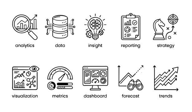 Untitled design - 2 Data Analytics and Business Intelligence Line Icons for Insights and Visualization