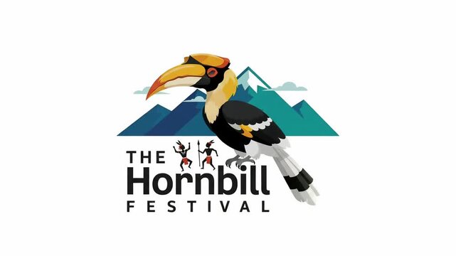 The Hornbill Festival Nagaland Bird Mountains Tribal Culture India Wildlife 2D Animation Motion Graphic Loop
