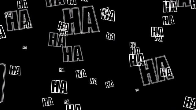 Comic laughter ha ha text overlay floating across transparent background