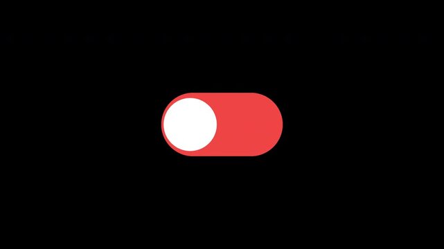 Digital toggle switch interface buttons turning on and off on alpha channel