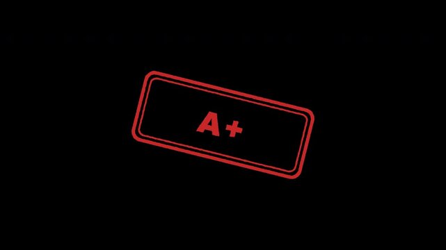 Red A plus grade rubber stamp appearing on transparent alpha channel background