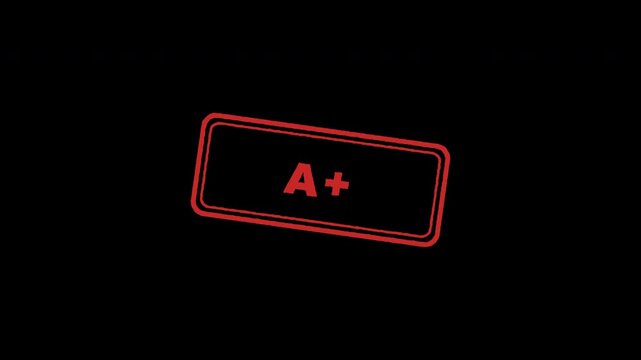 Red A plus grade rubber stamp marks appearing on a transparent background