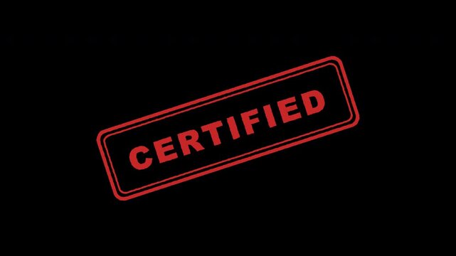 Red certified rubber stamp mark appearing repeatedly on transparent background