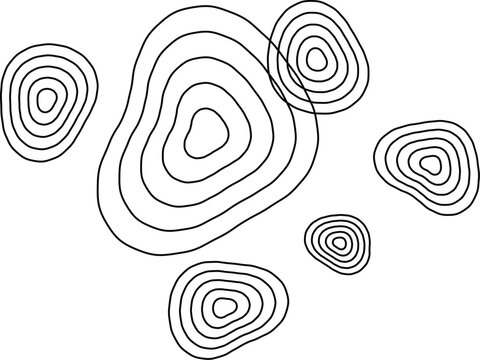 hand drawn topographic contour line shapes with irregular concentric outlines
