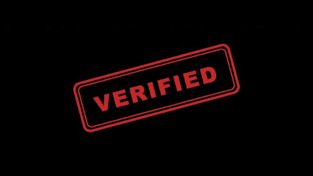 Red verified rubber stamp imprint appearing on a transparent background