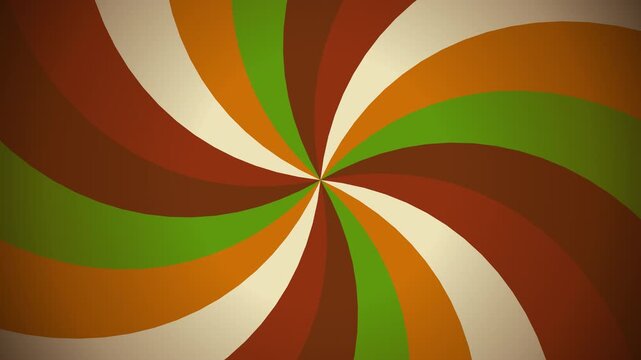 Retro seventies style spiral sunburst rays rotating in a hypnotic swirl loop