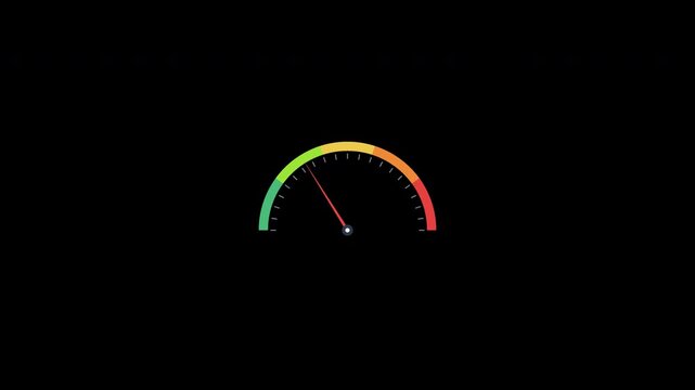 Speedometer gauge measuring performance with transparent background overlay