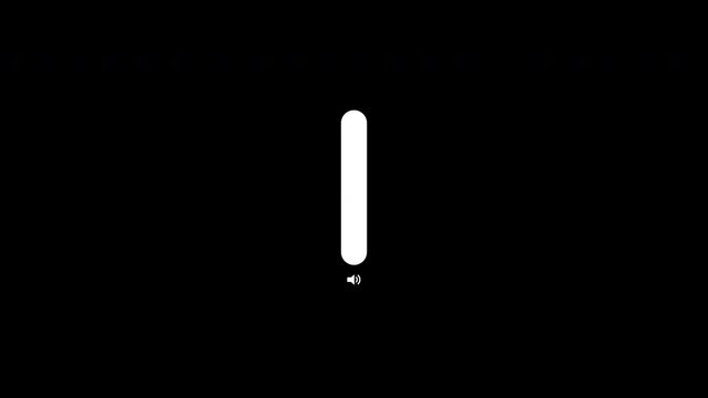 Vertical volume slider bar animation increasing sound level on transparent background