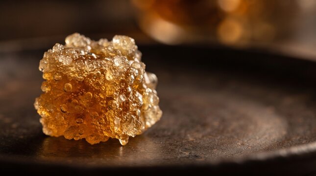 Crystallized honey air bubbles macro for natural food packaging and wellness blogs