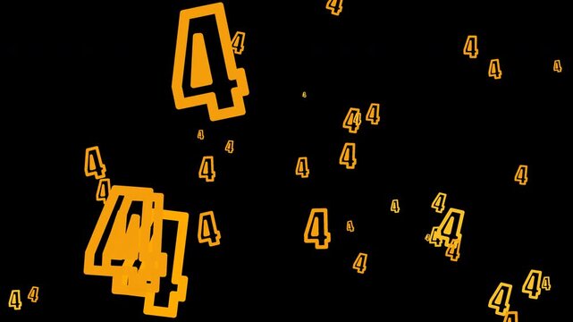 Yellow number four outlines floating over a transparent background overlay