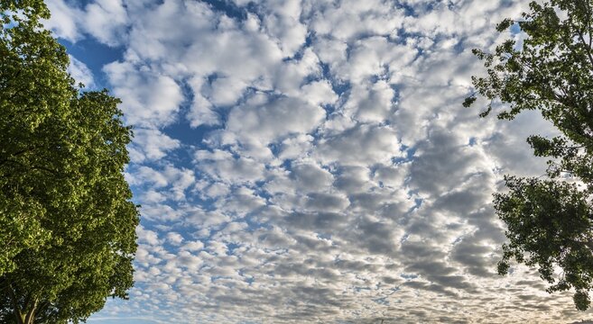 Cloud cover, blue sky