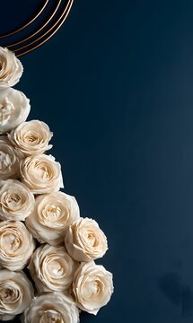 White rose frame on navy
