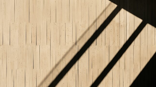 Minimalist Sunlit Beige Concrete Wall Surface Displaying Deep Shadow Lines and Geometric Texture Rhythm concrete wall surface texture pattern beige neutral shadow line lines groove grooves minimalist