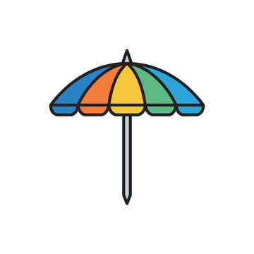 Colorful beach parasol illustration on isolated view