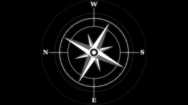Animated compass rose navigation icon on black background