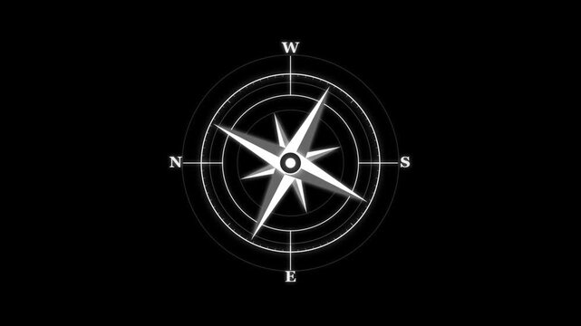 Animated compass rose navigation icon on black background