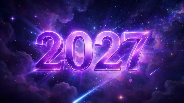 Glowing Purple 2027 New Year Celebration Background
