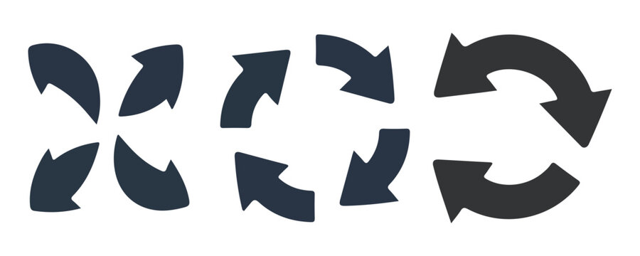 Dark grey circular directional arrows in various configurations illustrating cycle reload and flow.