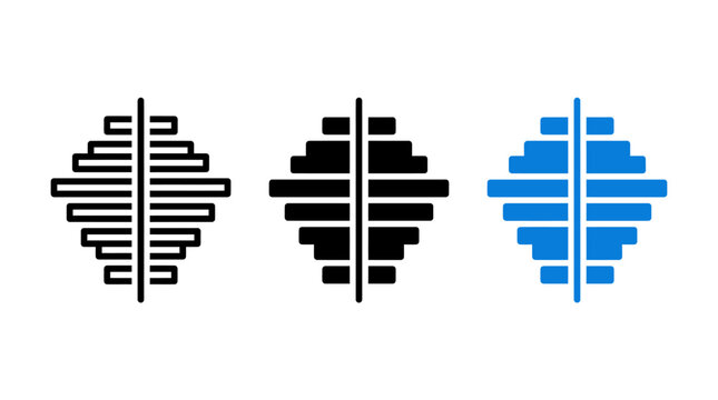 Abstract bar chart distribution icon set in three styles
