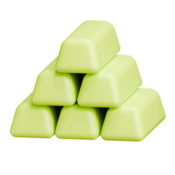 3D Green Bullion Bars Stack for Sustainable Finance and Wealth