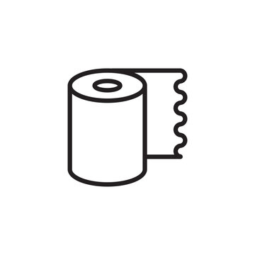 Minimalist bold line icon of a toilet paper roll isolated on white background. 