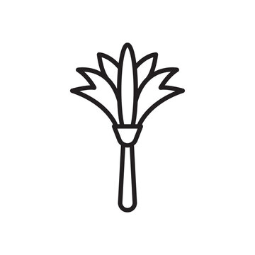 Minimalist bold line icon of a dusting feather duster isolated on white background.