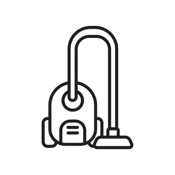 Minimalist bold line icon of a home vacuum cleaner isolated on white background.