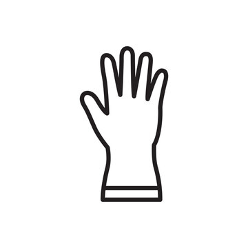 Minimalist bold line icon of a protective cleaning rubber glove isolated on white background.