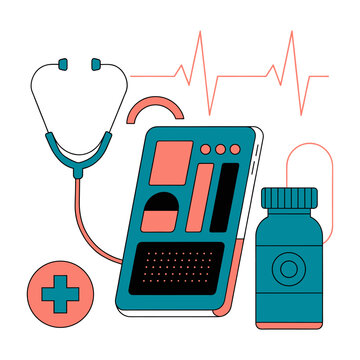 Telemedicine Remote Healthcare And Medical Vitals Monitoring Vector