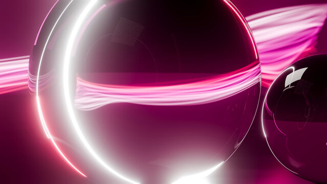 Abstract digital art with glowing reflections