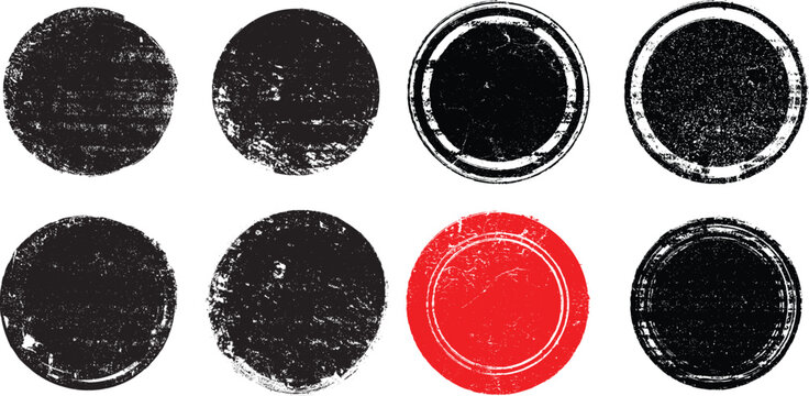 Grunge post Stamps Collection, Circles. Banners, Insignias , Logos, Icons, Labels and Badges Set . vector distress textures.blank shapes.
