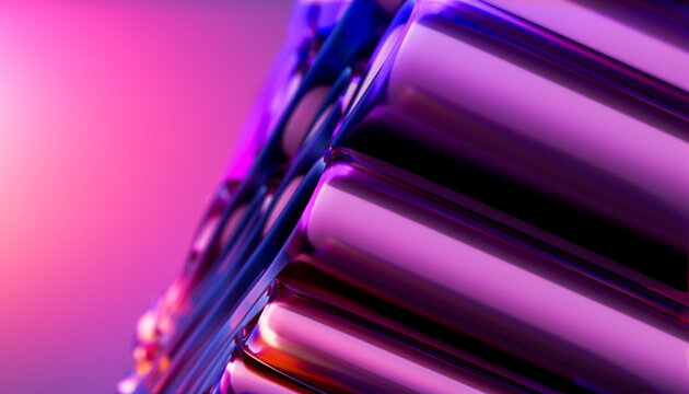 Diagonal Polished Metal Column Array with Pink Highlights, Abstract 3D Precision Concept
