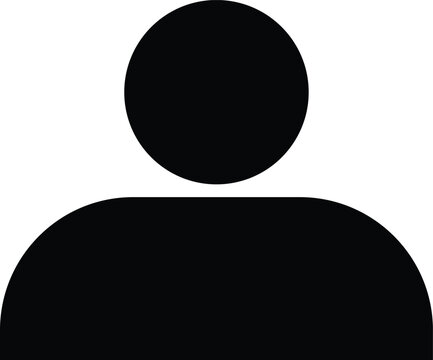 User Profile Icon with Black Person Avatar Silhouette for Account Login, Contact Information, Social Media, Website, Mobile App Interface and Business Design