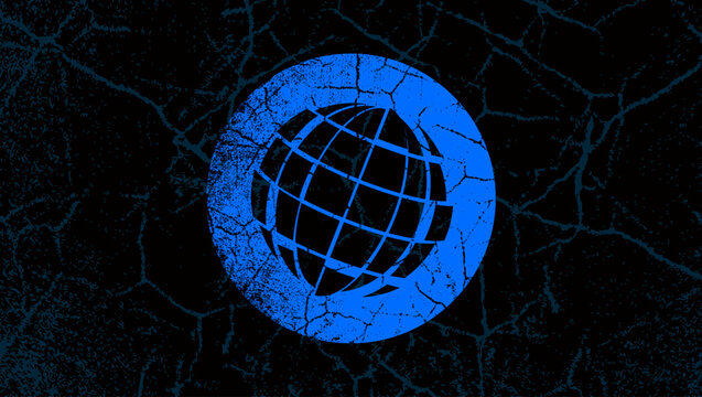 Exploded planet symbol, color vector illustration